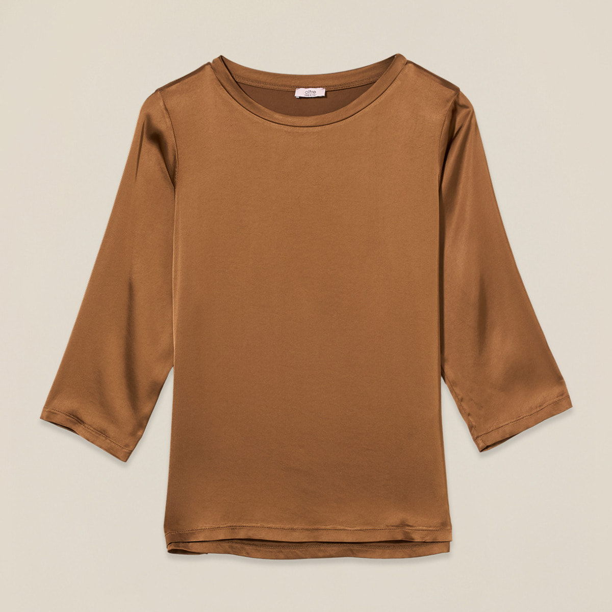 Oltre - Blusa in raso di viscosa stretch - Marrone