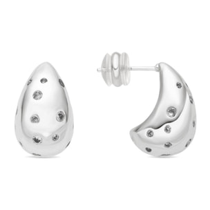 Pendientes acabado plata y Circonita Brillante