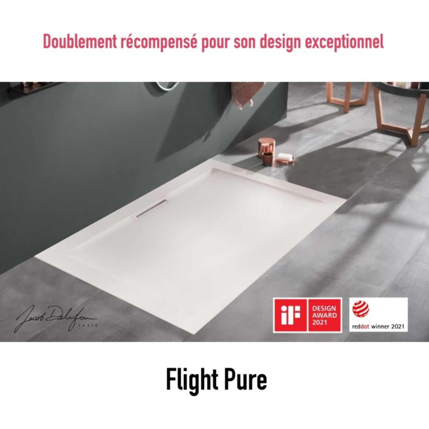 Receveur de douche antidérapant Flight Pure extra-plat, sans ressaut 170 x 90, rectangle