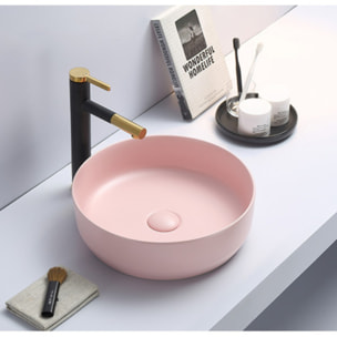 Set vasque à poser 39x39x12 cm sans trop-plein + bonde à écoulement libre Infinitio rose mat SetSATINF-rose