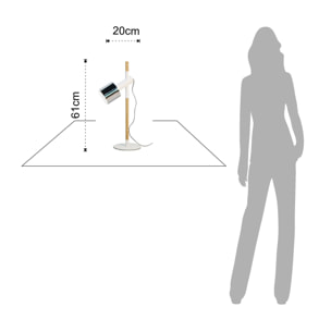 Lampe à poser Tomasucci VARM, en acier et bois, blanc