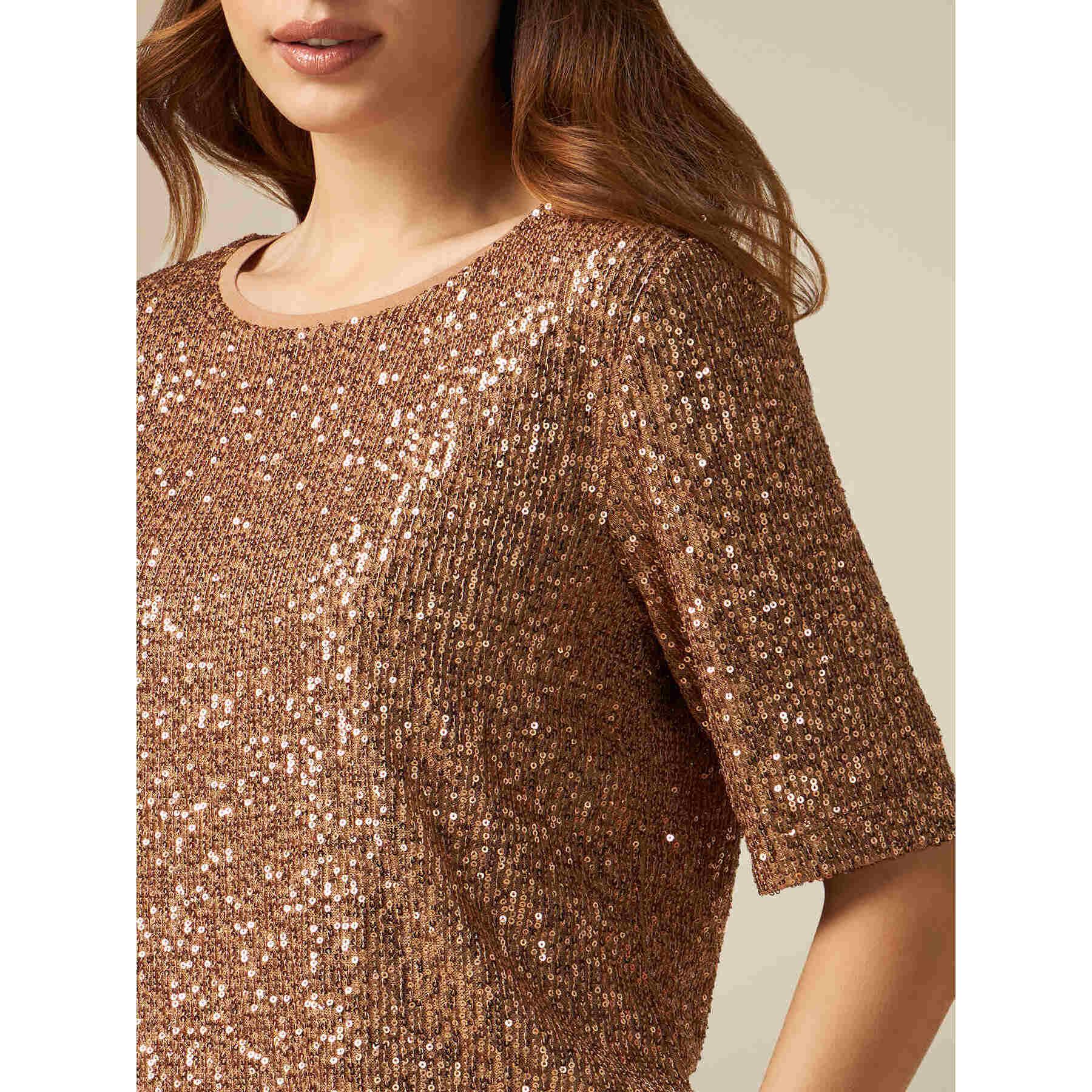 Oltre - Blusa in paillettes - Marrone