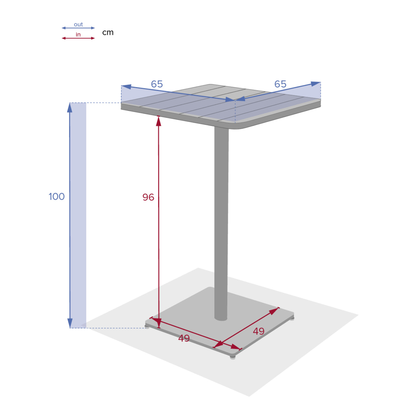 Table haute de jardin Phuket Graphite