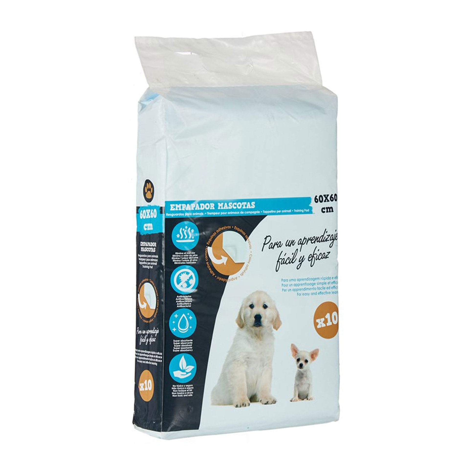 Well home 10u empapadores desechables con adhesivo super absorbentes blanco y azul