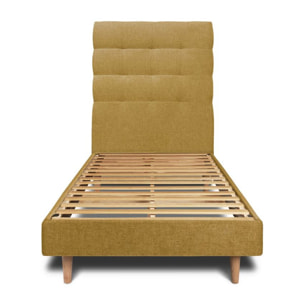 Lit avec tête de lit capitonnée tissu et sommier kit Ep14