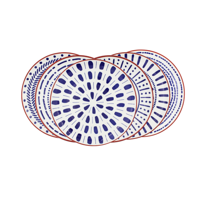 Lot de 6 grandes assiettes, SANTORIN