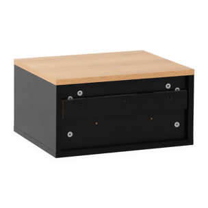 Mesita de noche flotante Desi 1 cajón color Negro/Roble