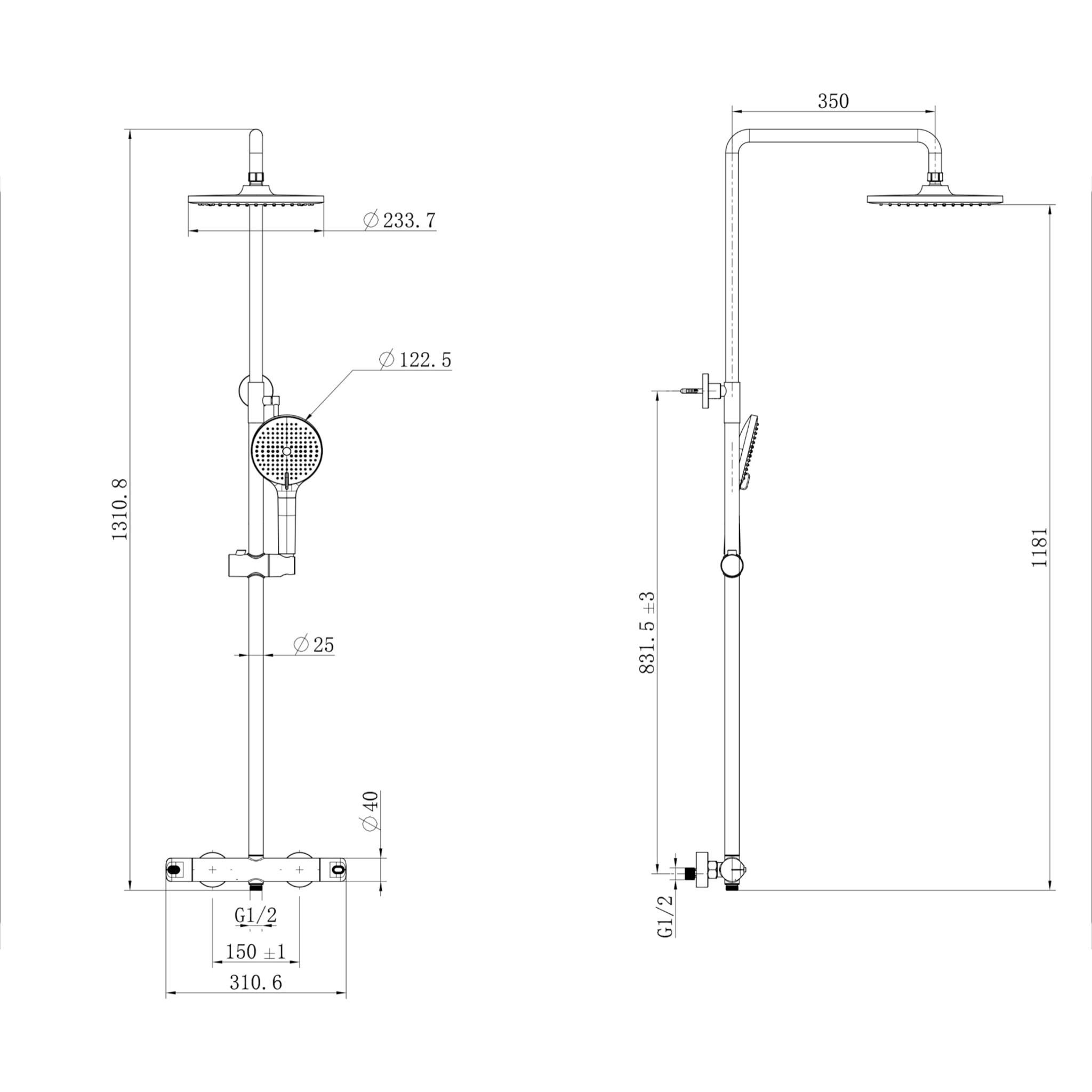 Columna de Ducha | Cromada | con Grifo | Monomando | Altura Ajustable | Alday