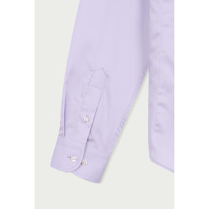 Camicia Uomo 1 Bottone Italiano Slim Satin Unito Lilla