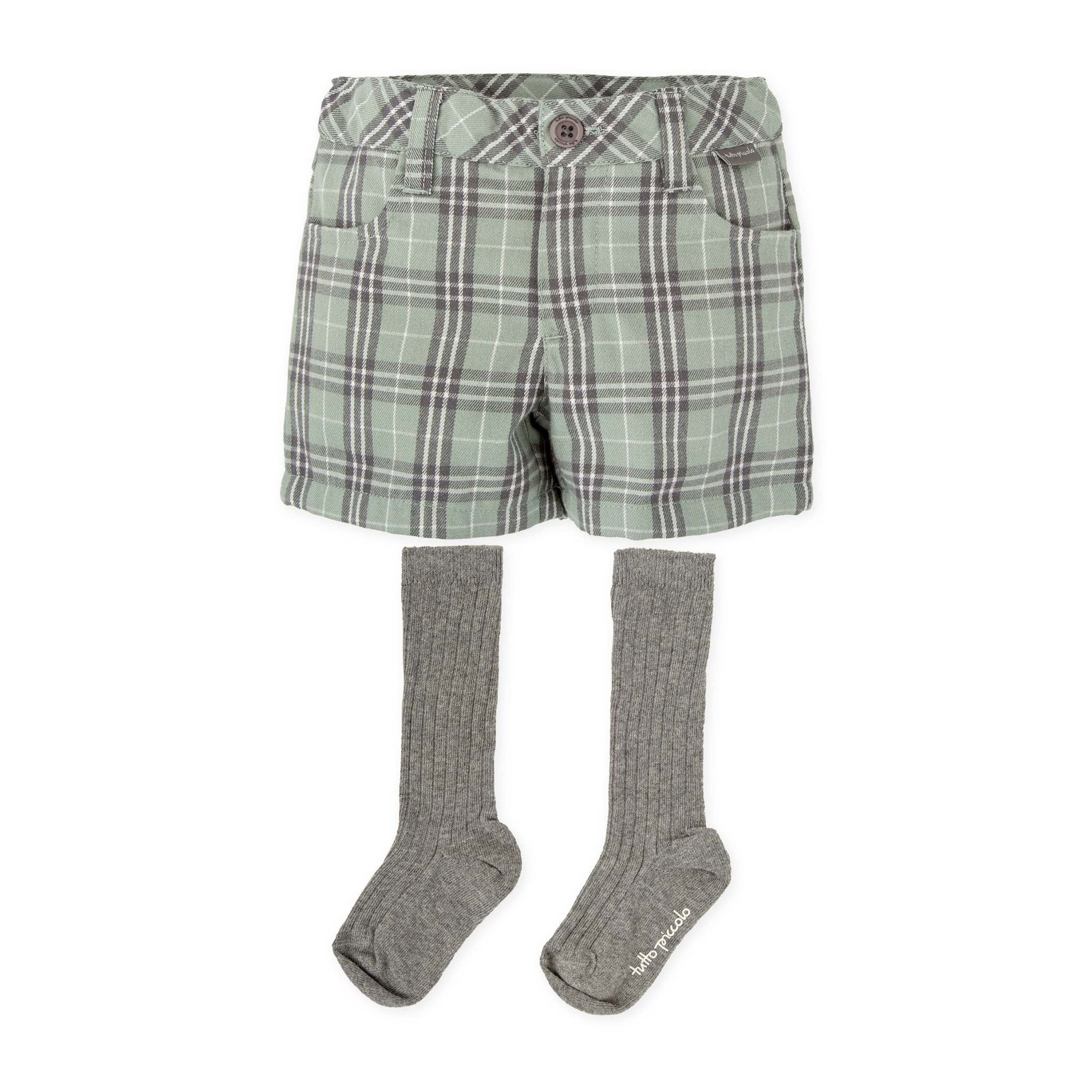 BERMUDA CUADROS Y CALCETINES GRIS - Gris
