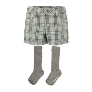BERMUDA CUADROS Y CALCETINES GRIS - Gris
