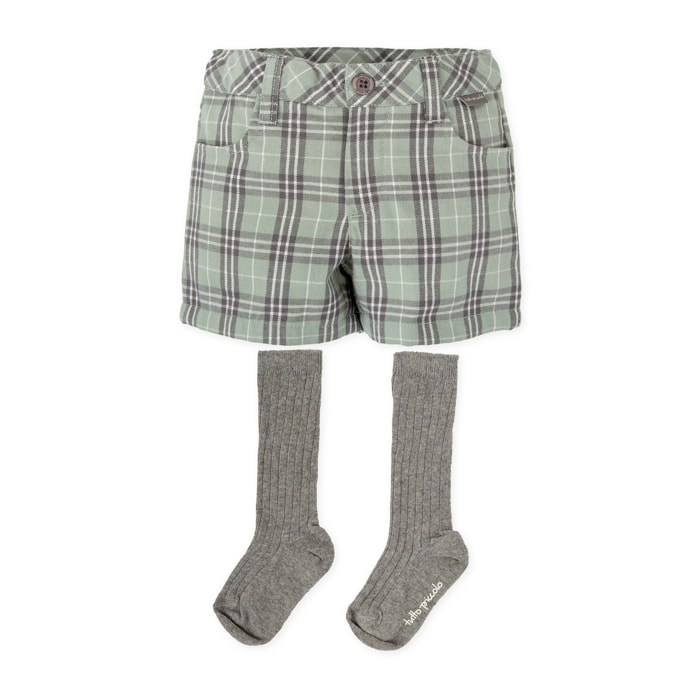 BERMUDA CUADROS Y CALCETINES GRIS - Gris