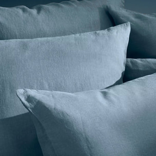 Taie d'oreiller pur lin lavé 165 g/m² uni bleu Le lin lave denim