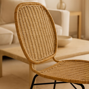 Lot de 2 chaises en rotin et pieds en métal NINA