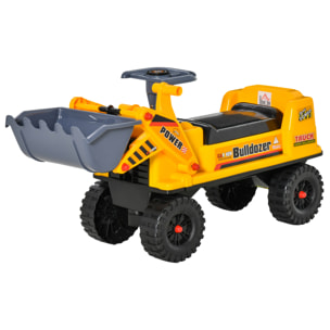 Camion Correpasillos Tractor sin Pedales para Niños de 2-3 Años con Pala Excavadora Espacio de Almacenaje Oculto y Bocina 70x26x37 cm Amarillo