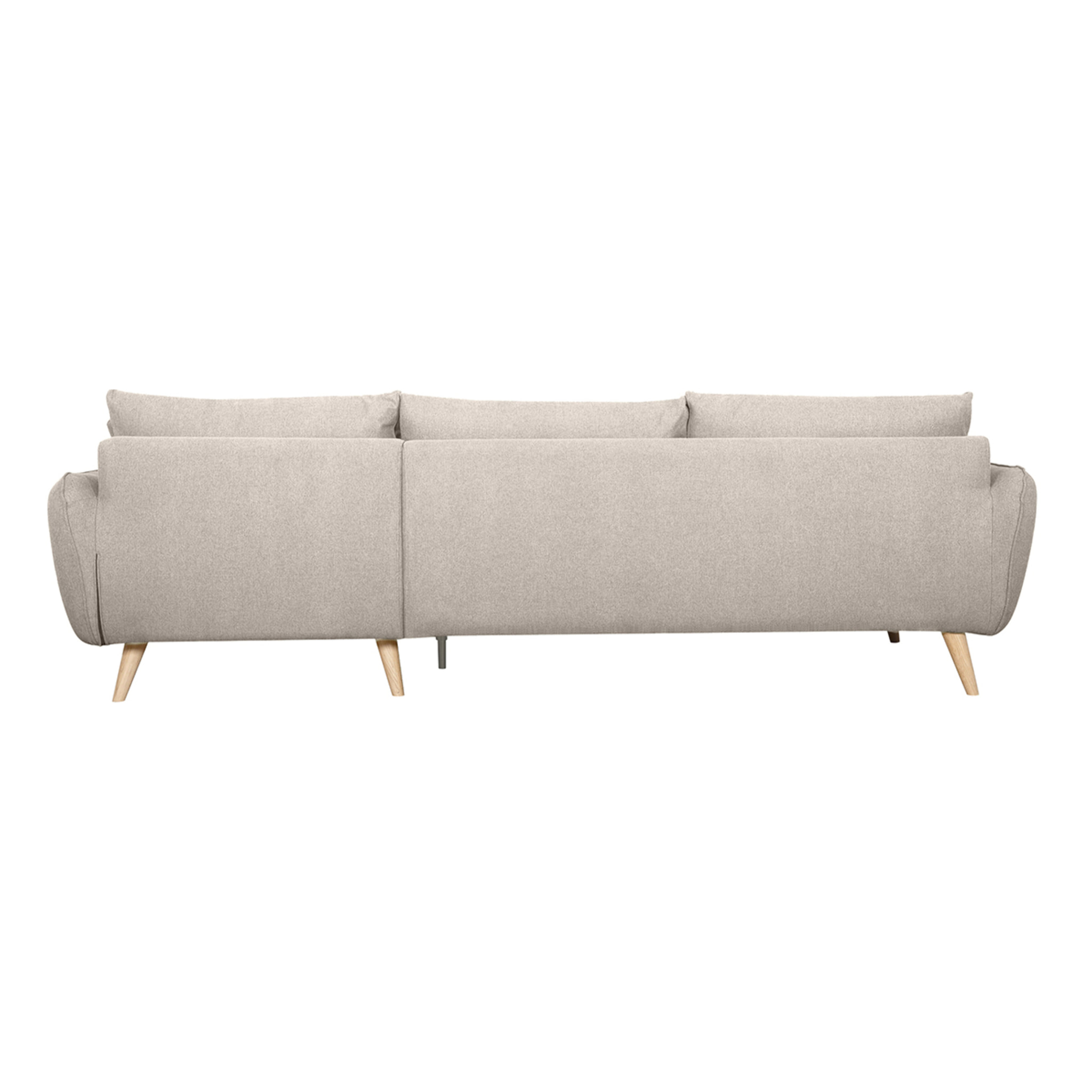 Canapé d'angle droit scandinave 5 places en tissu beige et bois clair CREEP