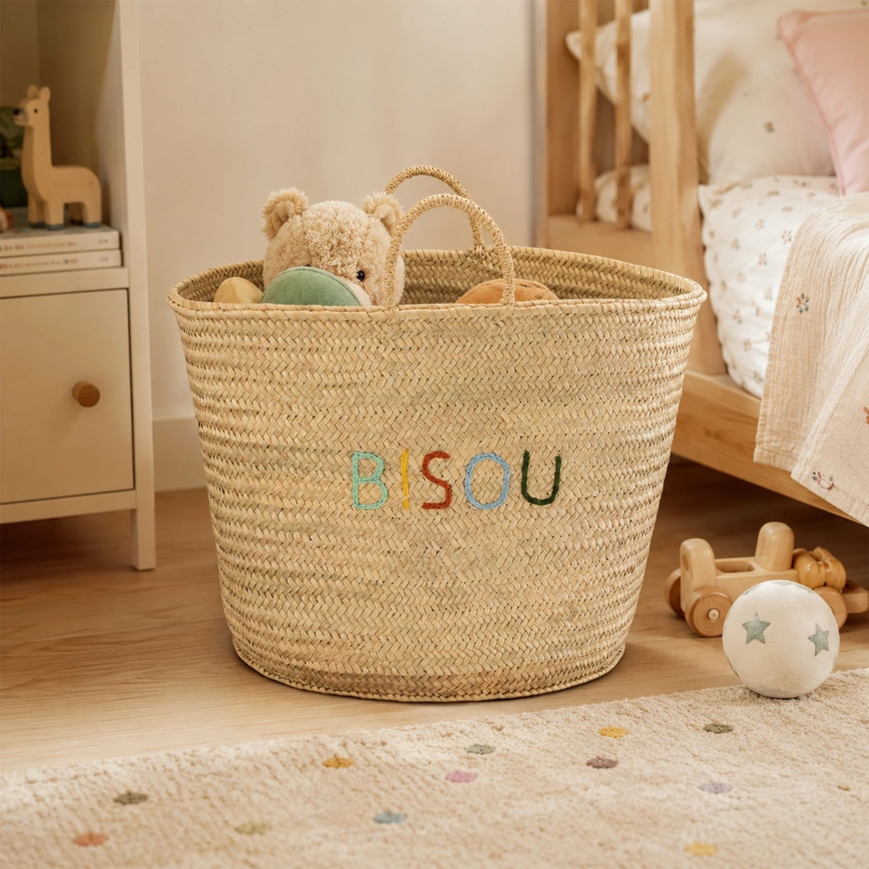 Panier de rangement multicoulor BISOU - Naturel