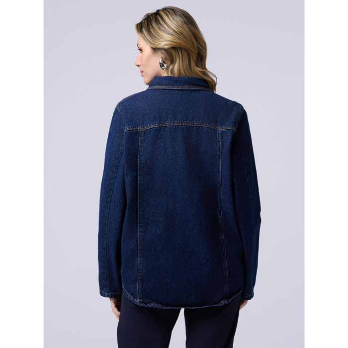 Oltre - Camicia in denim con fibbie metalliche - Blu