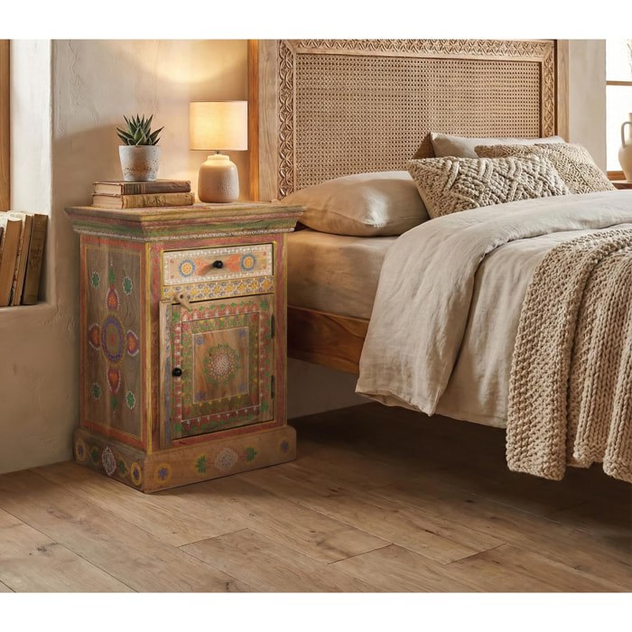 Mesitas de Noche de Madera de Mango 45 Cm Estilo Artesanal Étnico