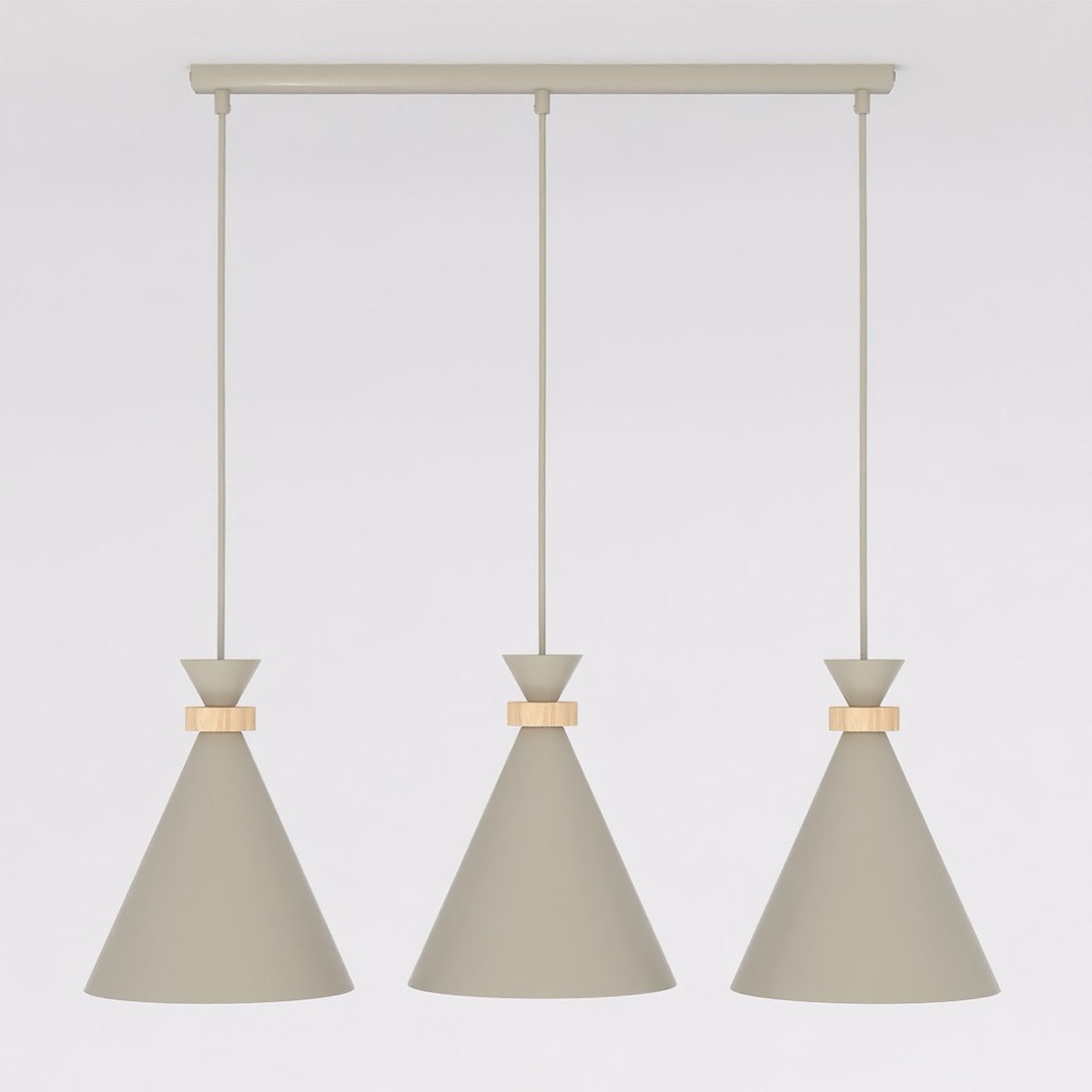 Lampada a sospensione ZERO in acciaio beige e legno