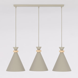 Lampada a sospensione ZERO in acciaio beige e legno