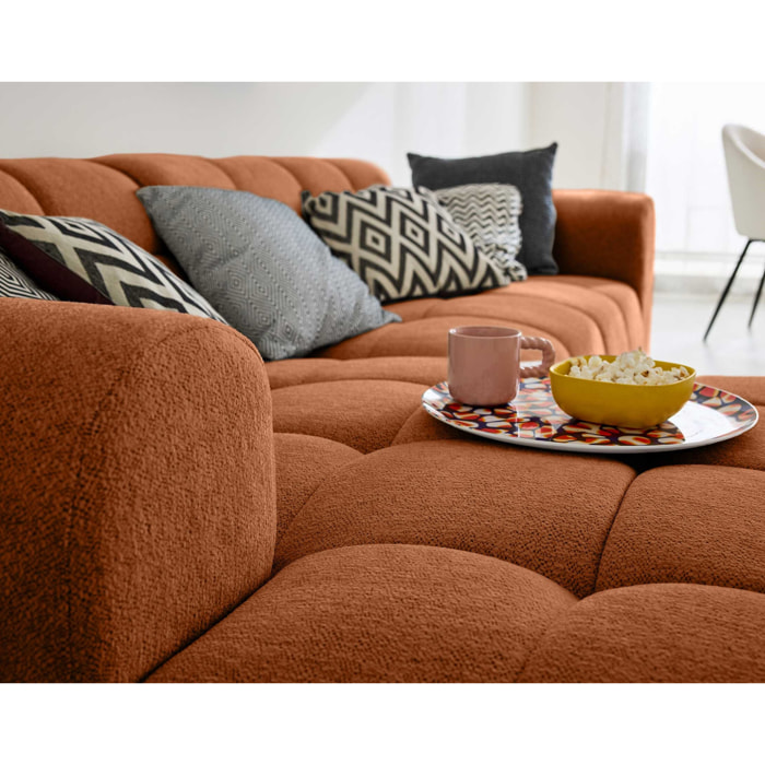 Ray - canapé d'angle gauche - 4 places - en tissu texturé - Rouille