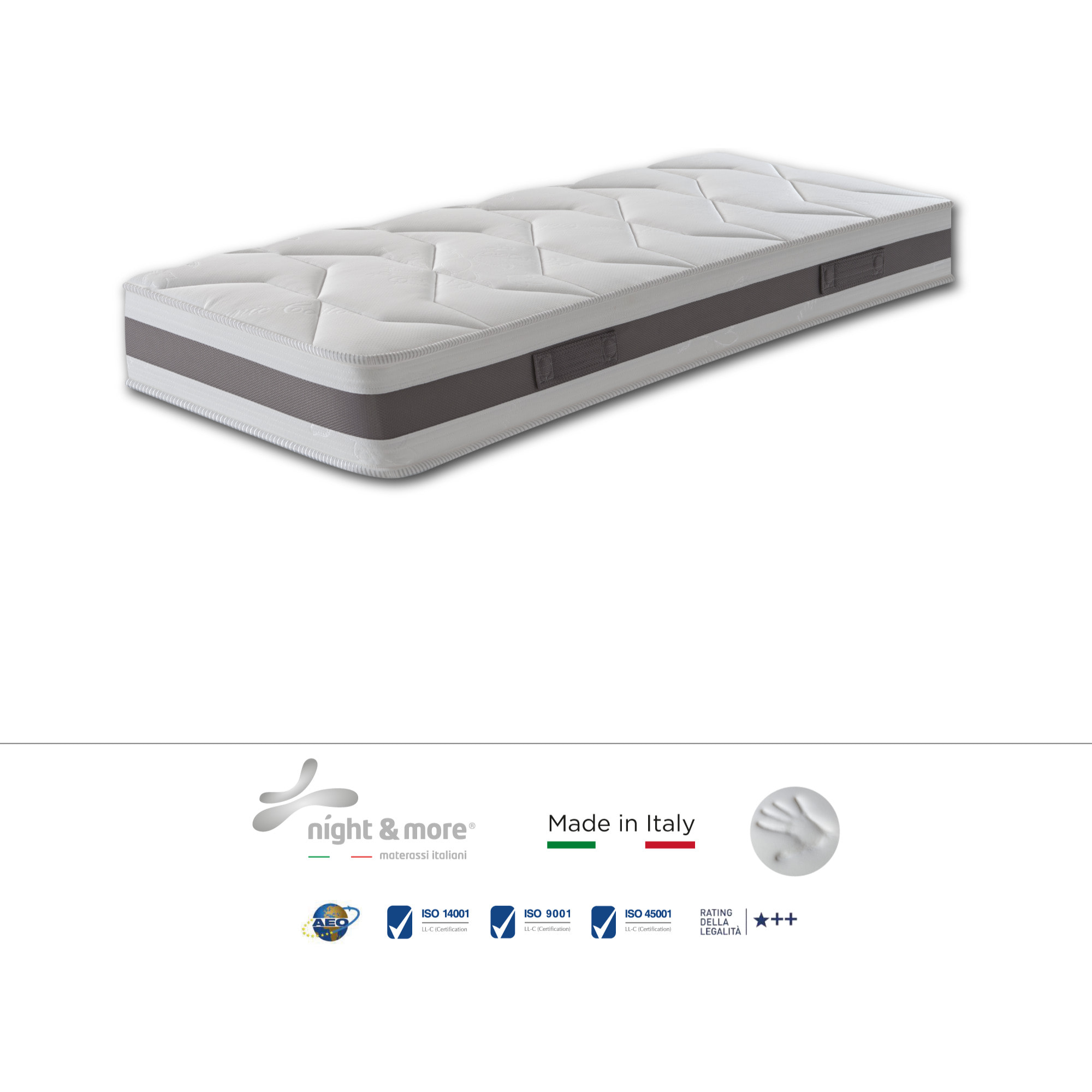 Combinazione: Materasso "Sogno" 1cm memory foam H18 cm 90x190 con guanciale Aloe vera