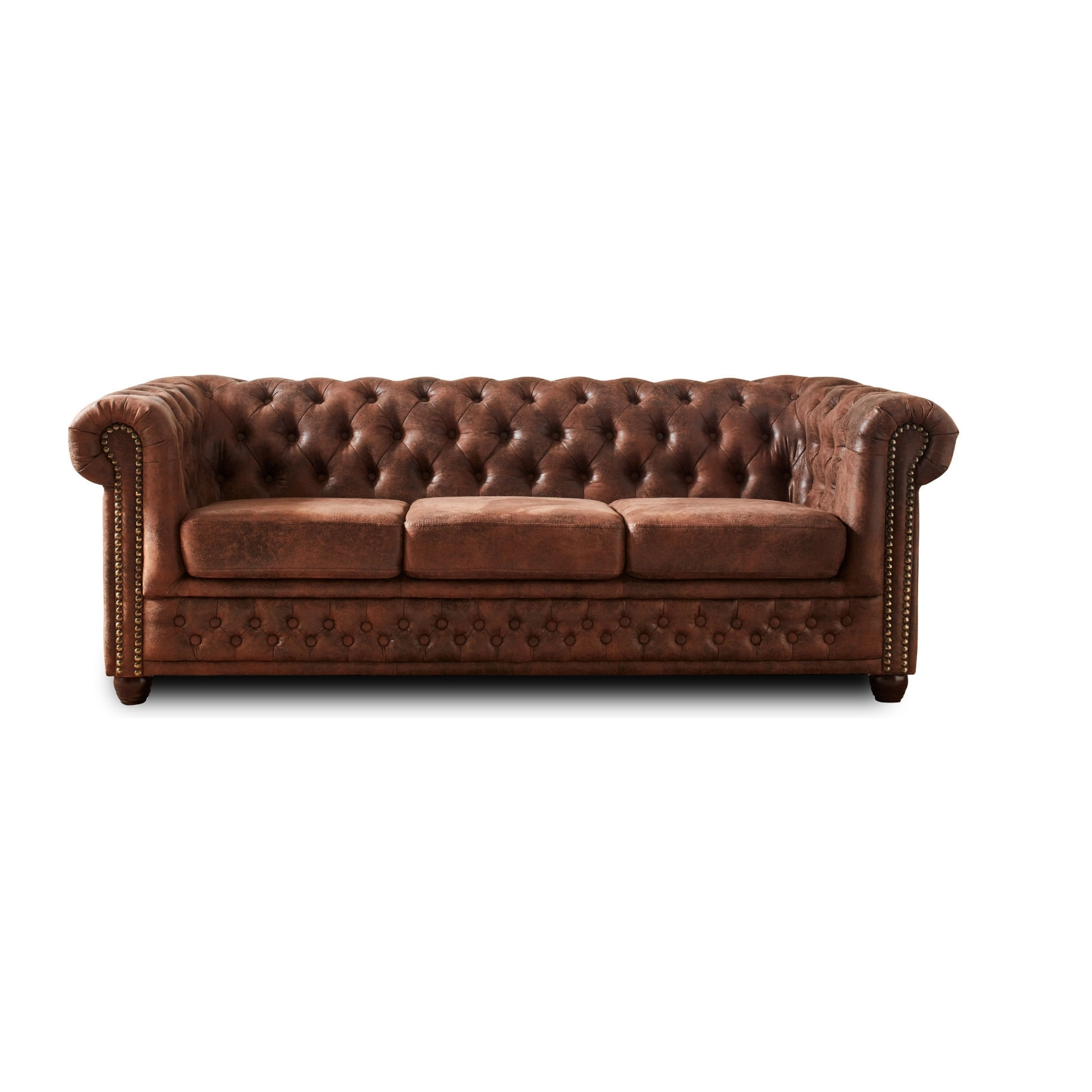 Winston - Canapé 3 places Chesterfield - style industriel - Marron