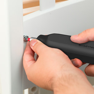 Destornillador multifunción 8 en 1 con carcasa de aluminio puntas magnéticas y compartimento trasero para puntas.