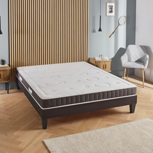 Ensemble Matelas Intuition & Sommier Somkit, 15 cm, Mémoire de Forme, Cadre à Lattes, Métal Robuste, Soutien Ferme