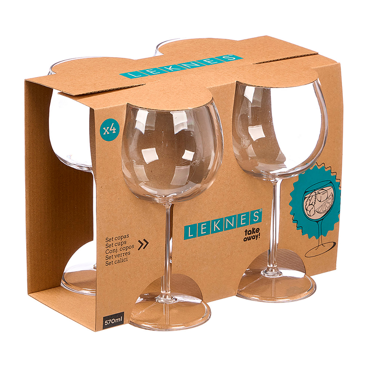 Set 4 copas cóctel de 570ml acrilico
