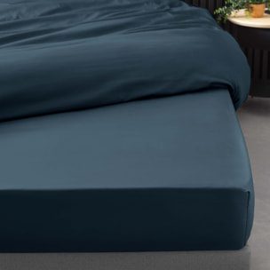 Drap Housse Uni 100% Percale de Coton ORIGINE - Bleu Foncé