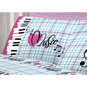 Completo Lenzuola 100% Cotone Musica Rosa