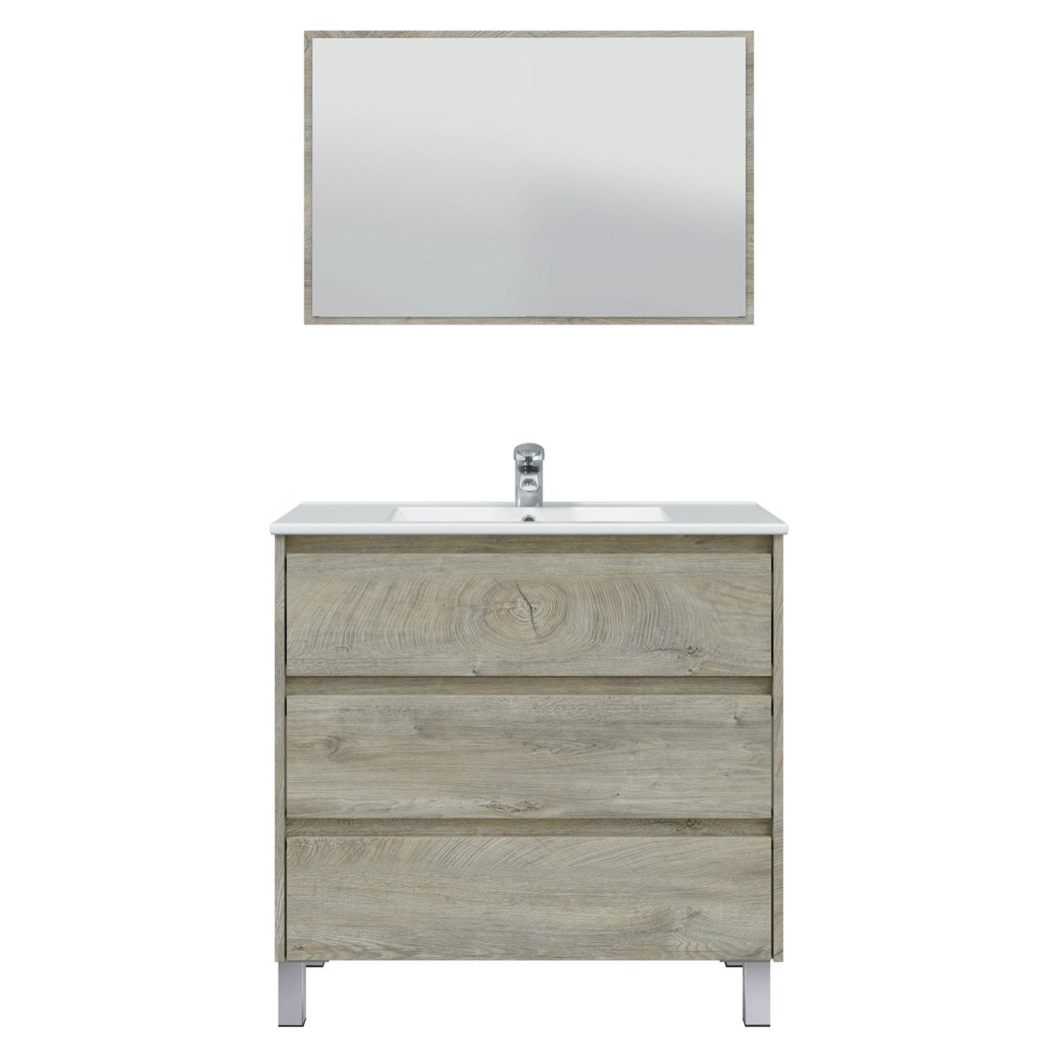 Mueble baño devin 3c 100cm color alaska con espejo, sin lavabo