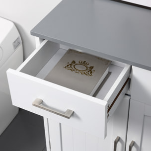 Meuble bas de salle de bain sur pied - 2 tiroirs, 2 portes, étagère - dim. 68 x 33 x 76 cm - blanc gris