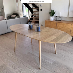 Table ovale 6/8 personnes extensible en bois clair 170/200 cm - Eddy