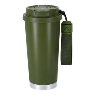 Vaso térmico con 500 ml de capacidad en Acero Inoxidable Reciclado. Cuenta con doble sistema de bebida, orificio con cierre hermético y pajita integrada. Libre de BPA.