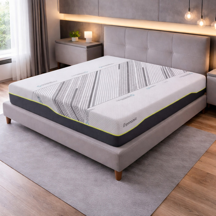 Materasso Luna Matrimoniale Memory 5 Strati Ergofive a 7 Zone Differenziate H25 Sfoderabile 180x200 Tessuto Resistex Bioceramic