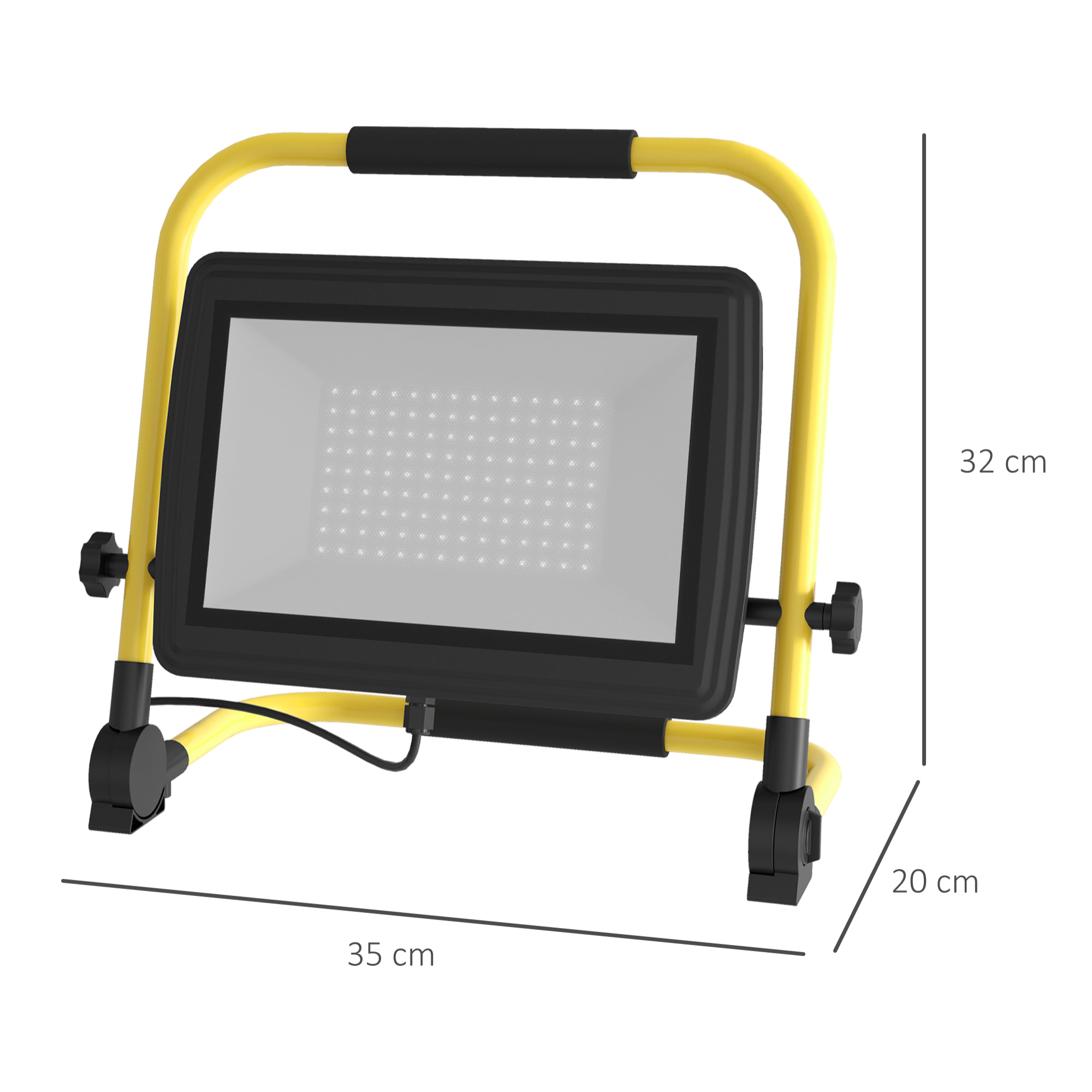 Foco LED Recargable con Cabezas y Soporte Ajustables 100â€¯W 8500 Lúmenes IP65 6500K Foco Proyector Led Resistente a la Intemperie Portátil con Asa para Interior y Exterior Amarillo y Negro