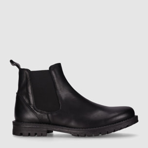 Botines de Piel - Negro - Tacón: Bajo