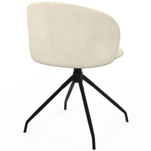 Chaises Léona pivotantes velours crème pieds métal - lot de 2