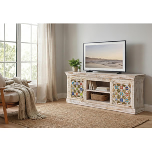 Mueble TV de Madera de Mango 150 Cm Estilo Mediterráneo Moderno