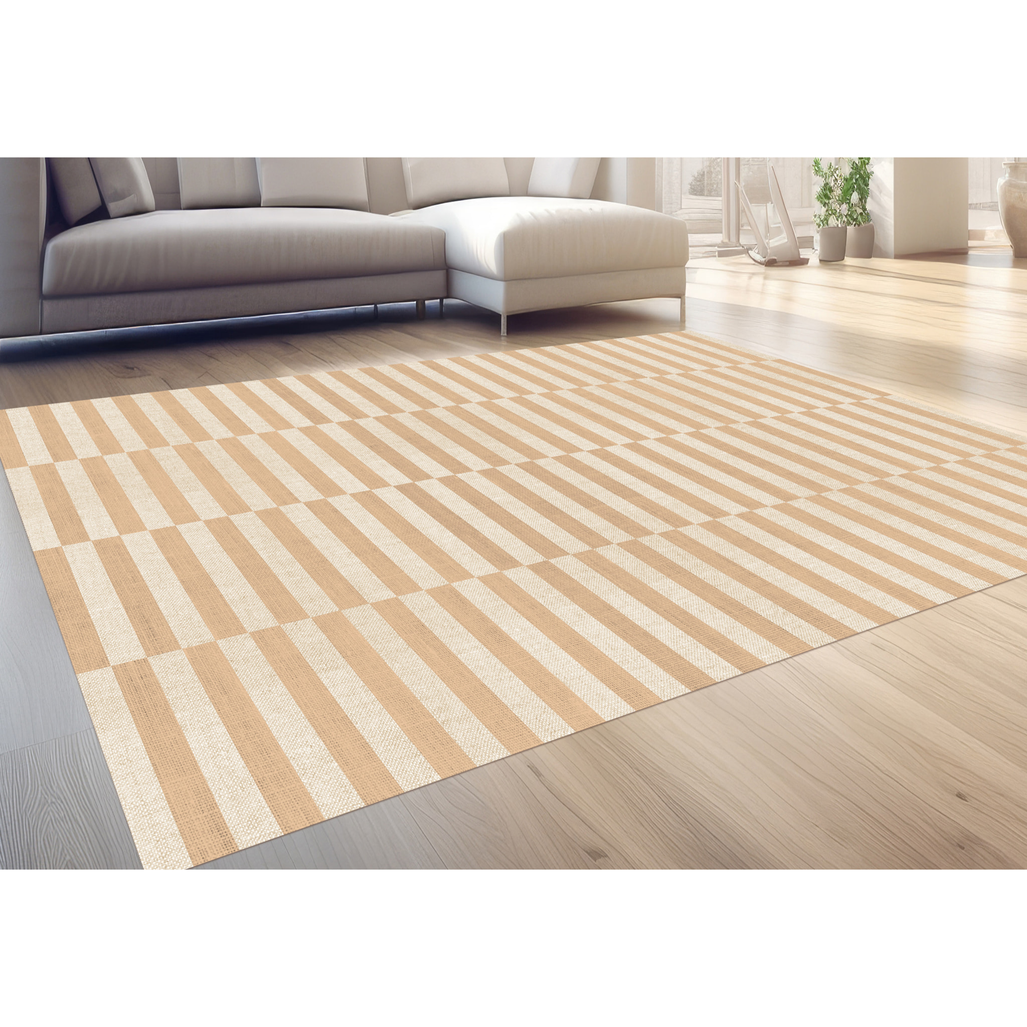 Alfombra de vinilo Dynamic Beige 160x240 cm -PVC antideslizante, vinilica para cocina o salón, lavable, estilo abstracto