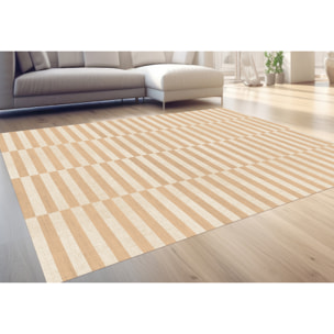 Alfombra de vinilo Dynamic Beige 160x240 cm -PVC antideslizante, vinilica para cocina o salón, lavable, estilo abstracto