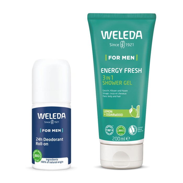 WELEDA - Gel Douche 3in1 Energy Fresh 200ml + Déodorant Roll on Homme