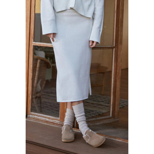 Gonna midi in maglia beige con particolare Polo Club