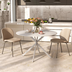HOMCOM Mesa de Comedor Redonda para 4 Personas, Ø120x75 cm, Mesa de Cocina Industrial con Estructura de Acero, Blanco