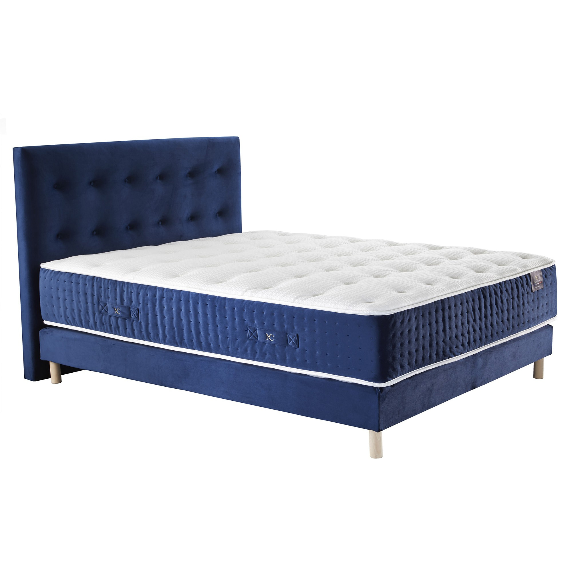 Ensemble Hélios + tête de lit capitonnée - Matelas ressorts ensachés Mémoire de forme Latex