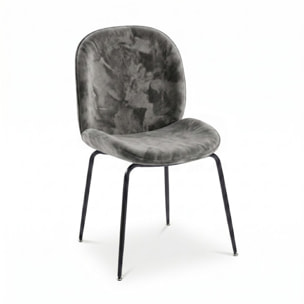 Sedia Imbottita in Effetto Velluto con Gambe in Acciaio, Design Moderno ed Elegante per Sala da Pranzo, Cucina, Soggiorno, Studio e Ufficio