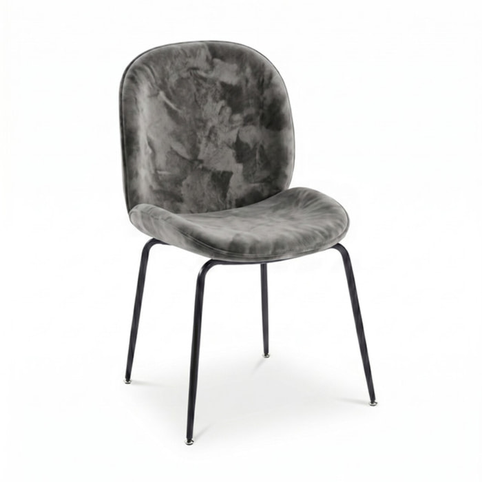 Sedia Imbottita in Effetto Velluto con Gambe in Acciaio, Design Moderno ed Elegante per Sala da Pranzo, Cucina, Soggiorno, Studio e Ufficio